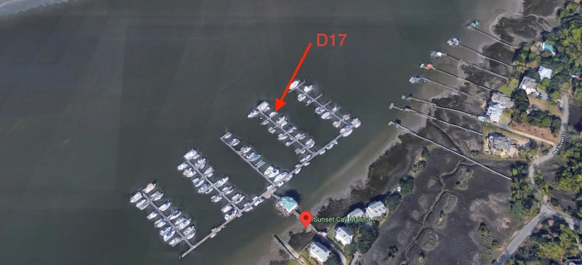 Sunset Cay Marina boat slip D-17 is awaiting your boat with open - Beach Lot for sale in Folly Beach, South Carolina on Beachhouse.com