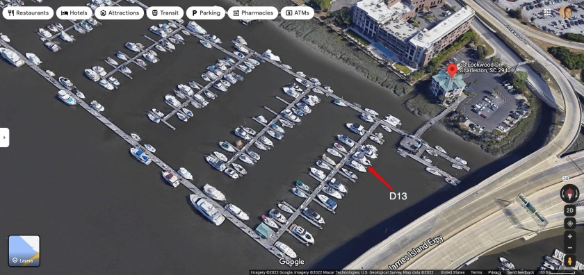 D13 boat slip (45 x 18) is ideal location for ingress and egress - Beach Lot for sale in Charleston, South Carolina on Beachhouse.com