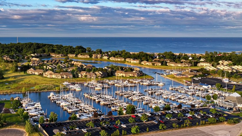 This boat 30 ft boat slip is located at Harbour Towne Marina - Beach Lot for sale in Muskegon, Michigan on Beachhouse.com