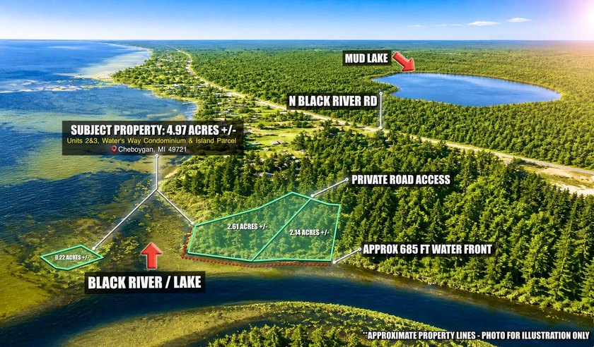 Extensive Black Lake frontage, multiple parcels, and a rare - Beach Acreage for sale in Cheboygan, Michigan on Beachhouse.com