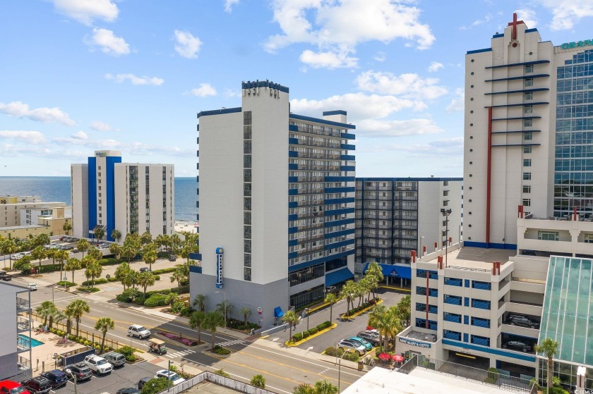 What a view! This 1-bedroom angled oceanfront unit at Bluewater - Beach Condo for sale in Myrtle Beach, South Carolina on Beachhouse.com