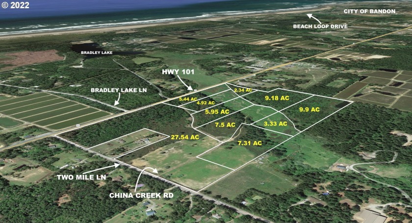 83 ACRES divided into 10 legal lots sized from 2.7 ac to 27 ac - Beach Acreage for sale in Bandon, Oregon on Beachhouse.com