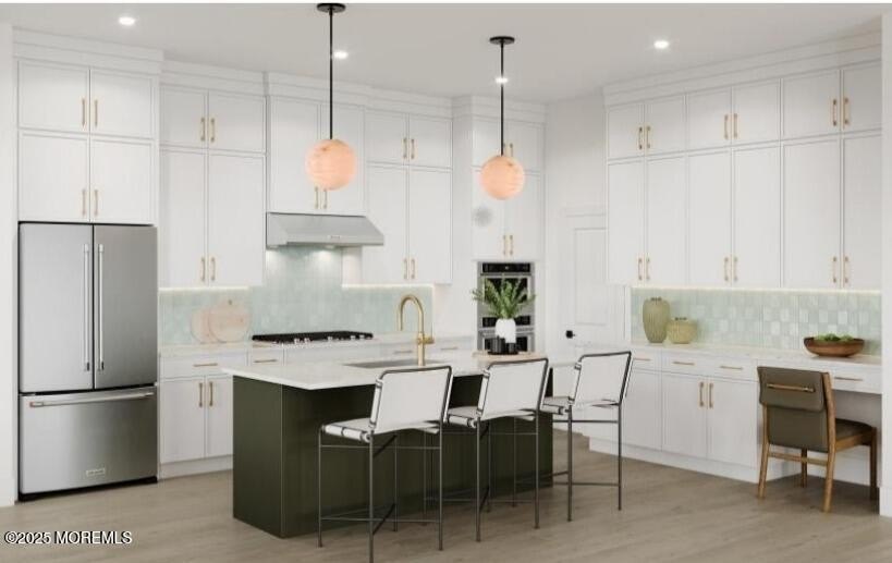 Modern stacked kitchen cabinets with glass upper doors, coastal - Beach Townhome/Townhouse for sale in Asbury Park, New Jersey on Beachhouse.com