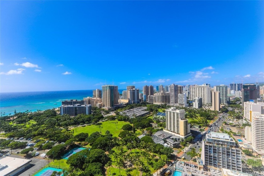 The centrally located 2-bedroom unit on the 35th floor of Tower - Beach Condo for sale in Honolulu, Hawaii on Beachhouse.com