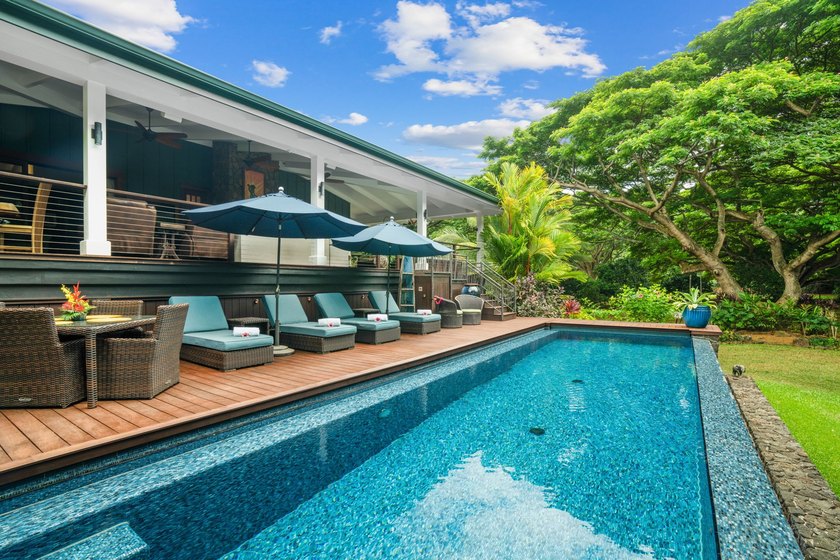 Stunning farmhouse estate nestled on 5 acres of secluded, gated - Beach Home for sale in Kapaa, Hawaii on Beachhouse.com