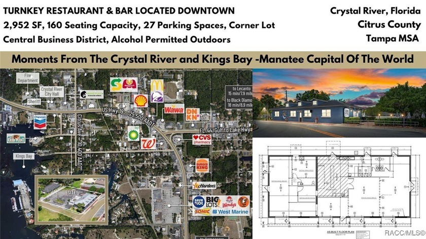 This former restaurant opportunity is located in the heart of - Beach Commercial for sale in Crystal River, Florida on Beachhouse.com