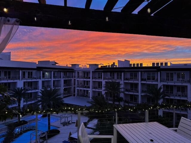 Amazing sunset views from two patios over the palm trees and - Beach Condo for sale in Inlet Beach, Florida on Beachhouse.com