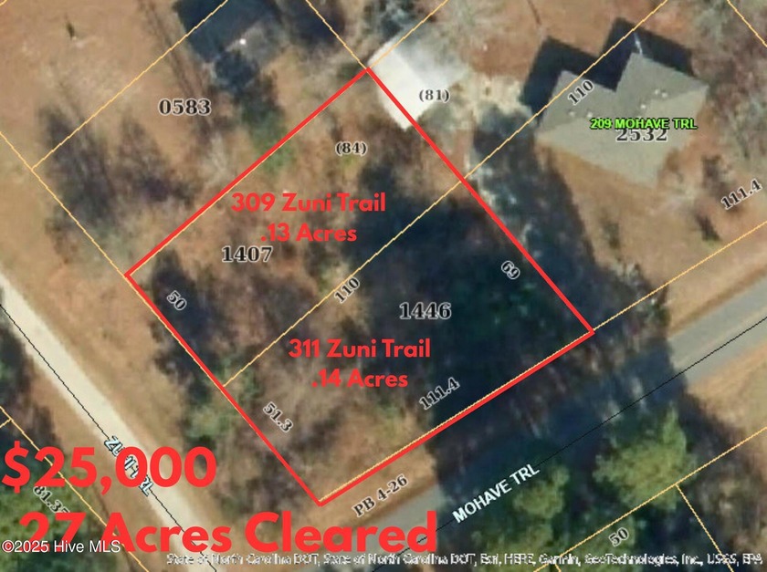 Two Cleared Lots in Arrowhead Beach 309 & 311 Zuni Trail are .27 - Beach Lot for sale in Edenton, North Carolina on Beachhouse.com