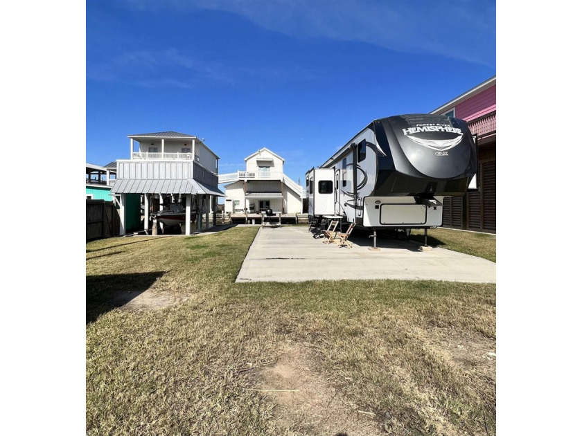 Canal front concrete 20x40  RV pad with full electric and septic - Beach Lot for sale in Crystal Beach, Texas on Beachhouse.com