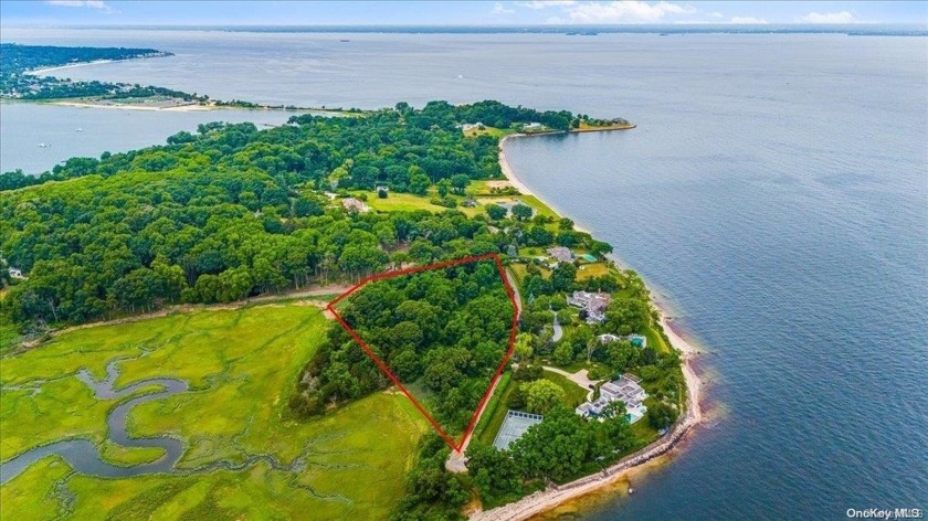 This property offers 5.22 acres  bordering a Private Beach with - Beach Acreage for sale in Centre Island, New York on Beachhouse.com