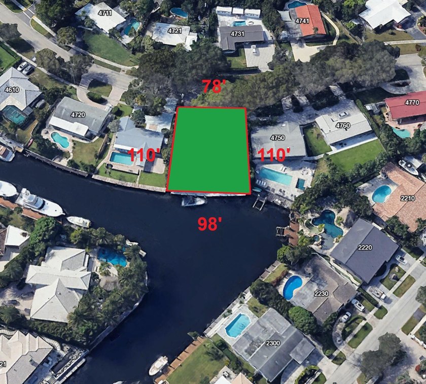 98' of waterfront x 110' deep,. Large 9,703sf lot on a wide - Beach Lot for sale in Lighthouse Point, Florida on Beachhouse.com