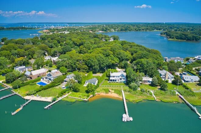 Boasting a dock and 134 feet of water frontage in Sag Harbor - Beach Home for sale in Sag Harbor, New York on Beachhouse.com