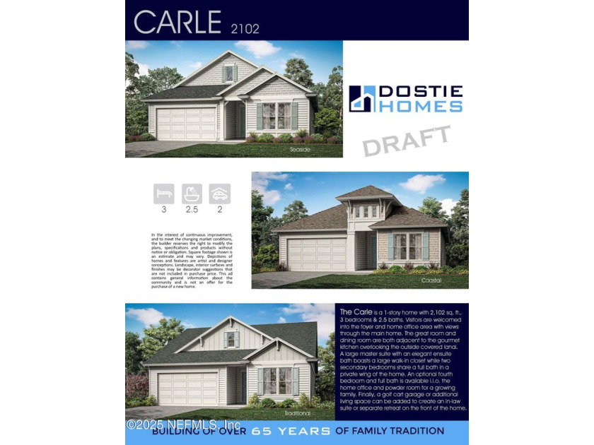 The Dostie Homes Carle is a 1 story home with 2,102 SqFt, 3 - Beach Home for sale in Ponte Vedra, Florida on Beachhouse.com