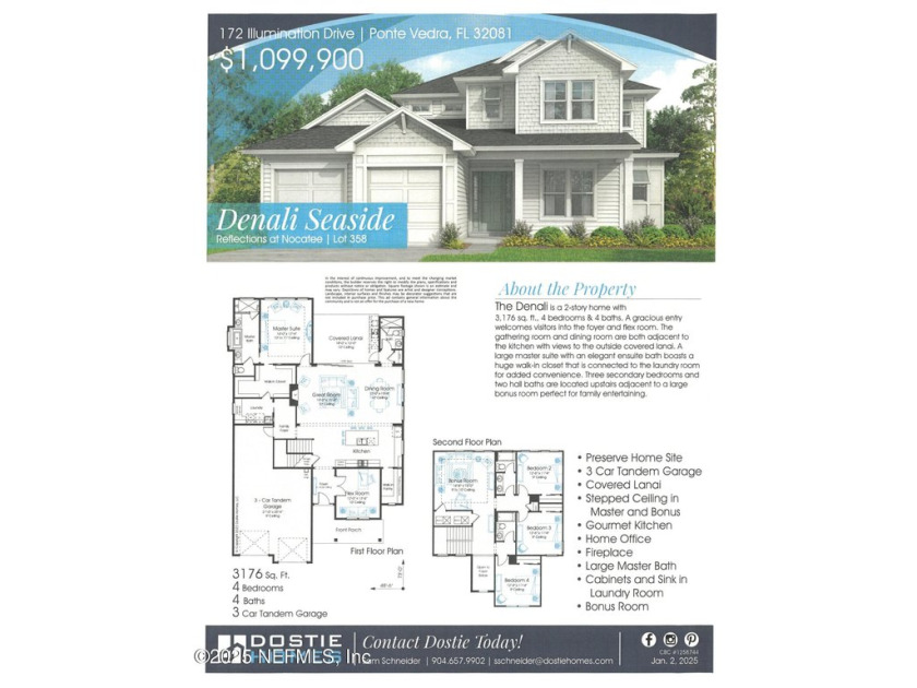 The Denali is a 3,166 sq/ft., 2 story home with 4 bedrooms & 3.5 - Beach Home for sale in Ponte Vedra, Florida on Beachhouse.com