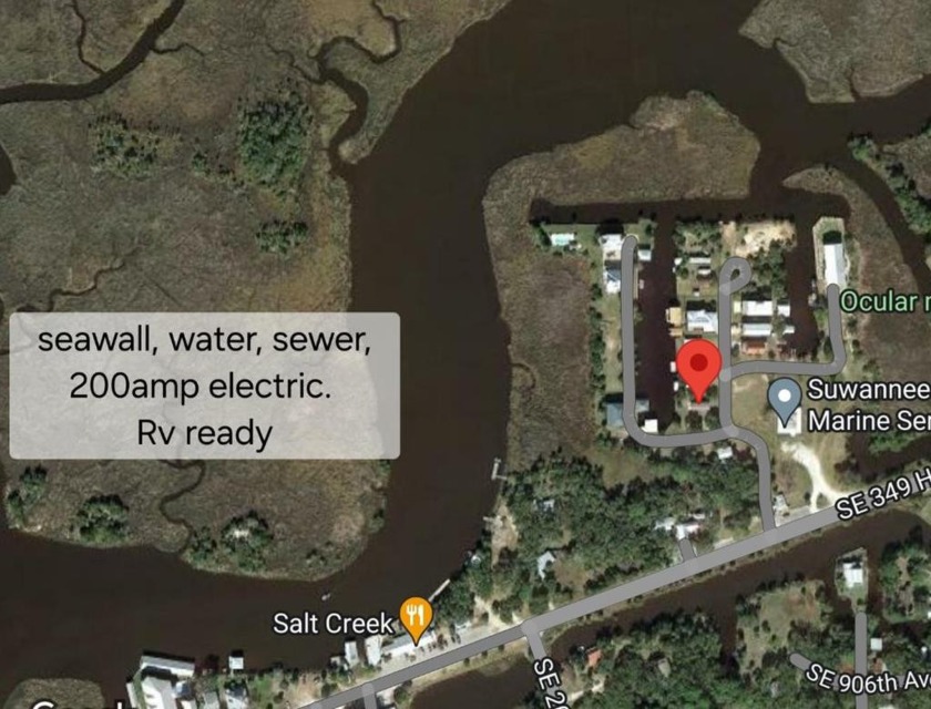 Nice large waterfront lot with seawall, water, 200amp electric - Beach Lot for sale in Suwannee, Florida on Beachhouse.com