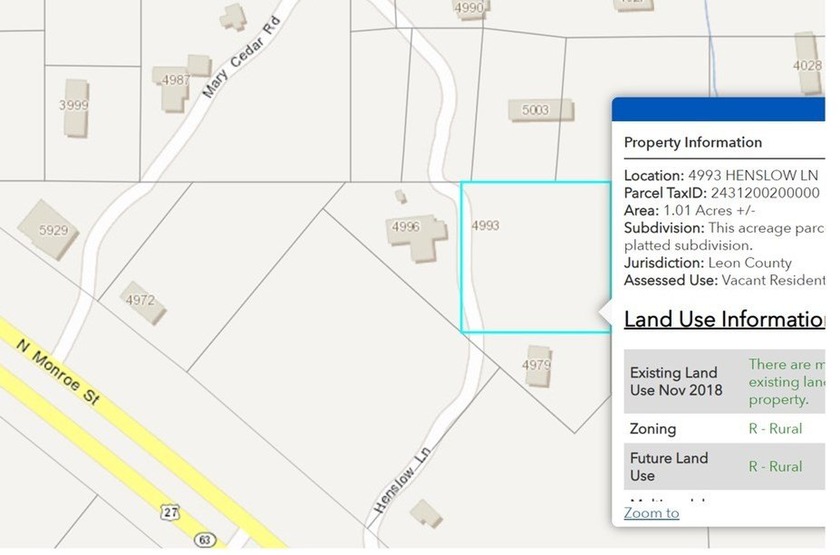 Big lot just off N Monroe. Close to lake Jackson. Build your - Beach Lot for sale in Tallahassee, Florida on Beachhouse.com